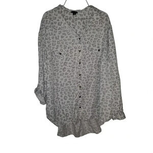 New Directions Curvy Leopard High to Low Long-sleeved or 3/4 sleeved 3x